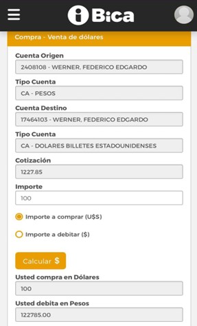 Comprá dólares con iBica en pocos pasos - Mutual del Club Atlético Pilar