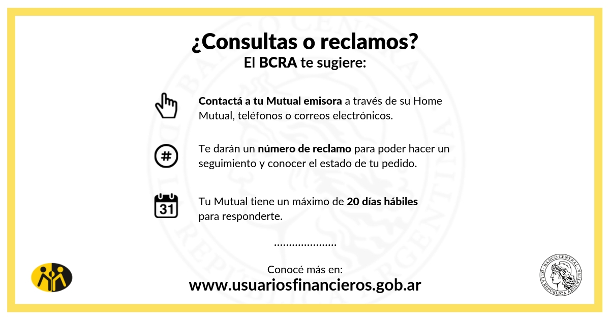 Comunicado tarjetas BCRA - Mutual del Club Atlético Pilar