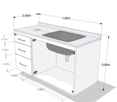 Mueble bajomesada EMC BM140W_Medidas - Proveeduría de la Mutual del Club Atlético Pilar