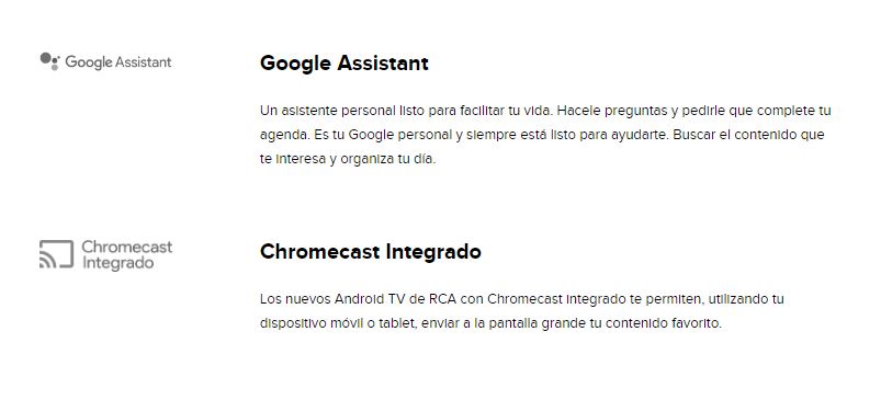TV RCA 40'' Android Smart S40AND_Características - Proveeduría de la Mutual del Club Atlético Pilar