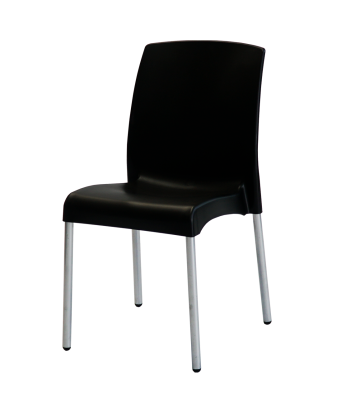 Silla Mallorca Negra Patas Metalica VOSS 2000 - Proveeduria de la Mutual del Club Atletico Pilar