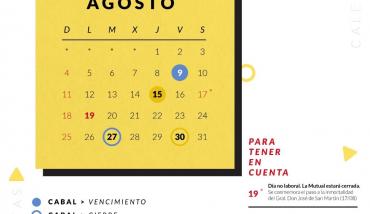 Calendario de vencimientos - Mutual del Club Atlético Pilar - Tarjetas de crédito