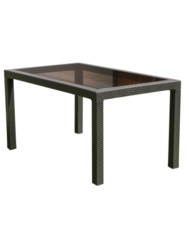 Mesa Indonesia Capuchino Vidrio + 6 Sillas Guinea Capuchino VOSS 2000 - Proveeduria de la Mutual del Club Atletico Pilar