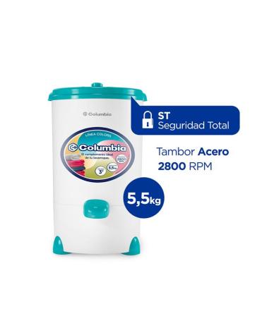 Secarropas Centrifugo Columbia 5,5 KGS 2800RPM Turquesa HTS 5503 - Proveeduria de la Mutual del Club Atletico Pilar