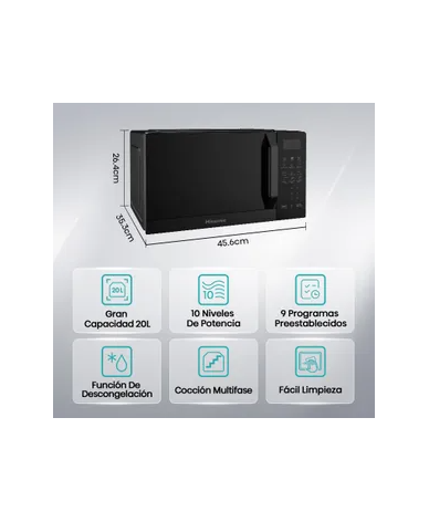 Microondas Hisense 20 LTS Black 700W 94H20MO45BKHB07 - Proveeduria de la Mutual del Club Atletico Pilar