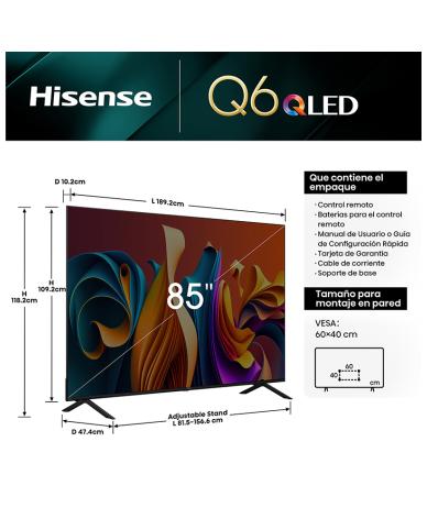 TV Hisense 85 Smart QLED 85Q6N Google - Proveeduria de la Mutual del Club Atletico Pilar