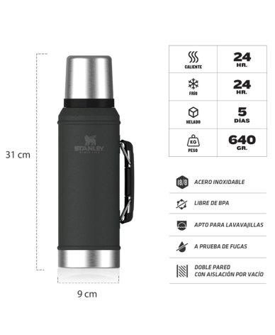 Termo Stanley 950ML Negro 10-11494-002 - Proveeduria de la Mutual del Club Atletico Pilar