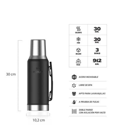 Termo Stanley Mate 1,2LTS Negro - Proveeduria de la Mutual del Club Atletico Pilar
